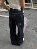 Calça jeans feminina larga bordada Y2K, preta, estilo retrô americano, casual, solta, streetwear, 2025, nova, cintura alta, larga