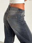 Calça jeans larga de cintura alta Y2K 2024, nova moda feminina, jeans solto, perna larga, roupa casual feminina, tamanho XS-XL, envio direto