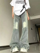 Calça jeans feminina estilo bootcut casual, calça jeans vintage reta, moda outono primavera, calça jeans feminina boca larga