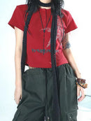 Crop top Harajuku estilo japonês com estampa de estrelas, gola redonda, manga curta, camiseta gráfica Y2K, roupas femininas, moda urbana