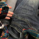 Calça jeans feminina Y2K Spicy Girl Dark Series de perna larga, nova calça flare com emenda solta e cintura alta para mulheres