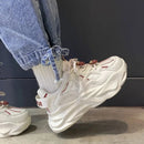 Sapatos vulcanizados de morango kawaii para mulheres, nova plataforma, moda coreana, tênis de sola grossa, sapatos femininos com cadarço