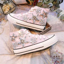 Tênis de lona feminino cano alto primavera mulher vulcanizada sapatos baixos femininos feitos à mão tênis casuais tênis feminino