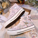 Tênis de lona feminino cano alto primavera mulher vulcanizada sapatos baixos femininos feitos à mão tênis casuais tênis feminino