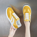 Tênis femininos, tênis baixos, moda feminina, cores mistas, cadarço, calçados vulcanizados, primavera outono, calçados para atividades ao ar livre