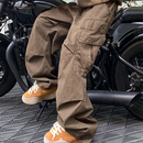 Calça cargo masculina de bolso grande, estilo japonês, estilo harajuku, solta, reta, de perna larga, larga, estilo hip hop