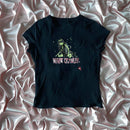 Camiseta curta estética Harajuku Y2K feminina, sexy, com estampa de letras, para bebês, gótica, casual, manga curta, punk, streetwear, slim