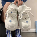 Tênis feminino plataforma azul kawaii, calçado branco coreano, primavera verão, vulcanizado, calçado casual fofo, skate, tênis feminino