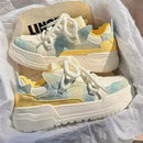 Novos calçados esportivos femininos , lindos, rosa, sola grossa, sapatos vulcanizados versáteis para o dia a dia, tênis feminino Kawaii, calçados baixos femininos