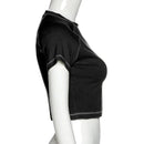 Camiseta feminina Harajuku crop top Harajuku retrô coreano preto demon punk gótico anime estampa roupas slim anime