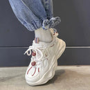 Sapatos vulcanizados de morango kawaii para mulheres, nova plataforma, moda coreana, tênis de sola grossa, sapatos femininos com cadarço