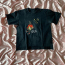 Camiseta curta estética Harajuku Y2K feminina, sexy, com estampa de letras, para bebês, gótica, casual, manga curta, punk, streetwear, slim