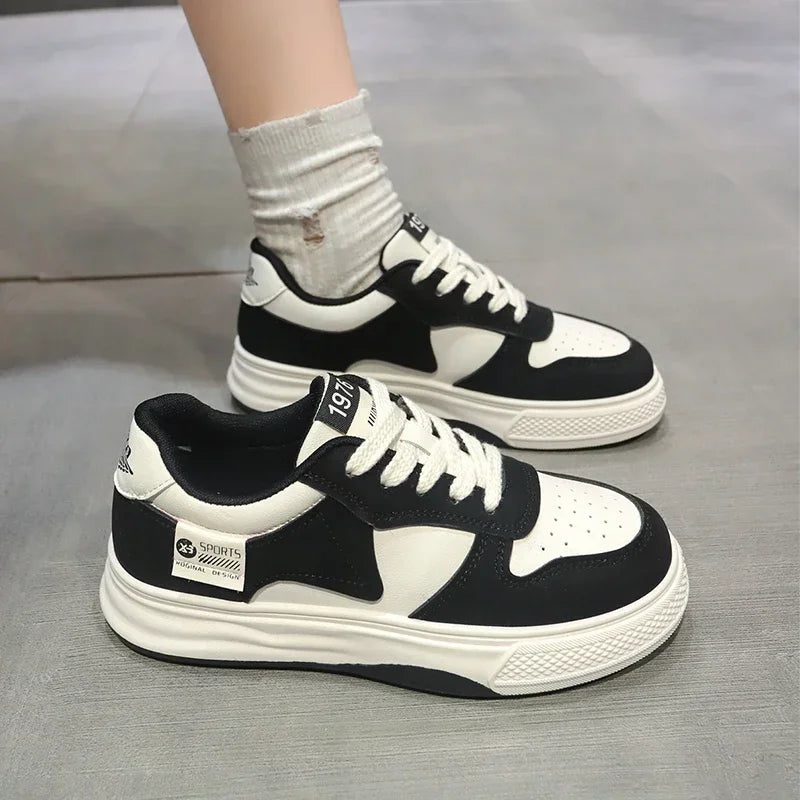 Platform Sports Shoes Flat Female Sneakers Women Tennis Spring Casual Vulcanize Black Fashion Harajuku Thick-sole Sneakers Shoes