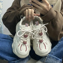Sapatos vulcanizados de morango kawaii para mulheres, nova plataforma, moda coreana, tênis de sola grossa, sapatos femininos com cadarço