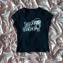 Camiseta curta estética Harajuku Y2K feminina, sexy, com estampa de letras, para bebês, gótica, casual, manga curta, punk, streetwear, slim