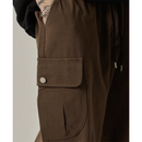 Calça de moletom masculina  primavera outono vintage japonesa perna larga reta solta botão bolsos grandes calças cargo calças com cordão