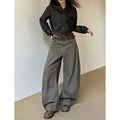 Calça jeans estilo vintage americano anos 2000, cintura alta, estilo camelo, moda primavera feminina, larga, Y2K, perna larga, roupas femininas