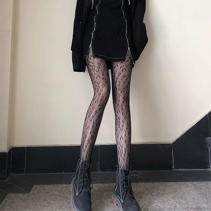 Meias de cano alto com fenda na rua, meias arrastão de renda com tiras, meias de cano alto estilo japonês JK para meninas, meias longas até o joelho Lolita