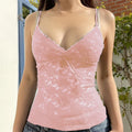 Y2K Fairycore Tops 2000s Roupas Estéticas Femininas Decote em V Alças Finas Sem Mangas Colete Coquete Roupas Streetwear