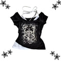Camiseta feminina punk vintage dos anos 90, moda urbana, sexy, manga curta, gótica, slim, top curto, camiseta casual feminina, harajuku, anos 2000