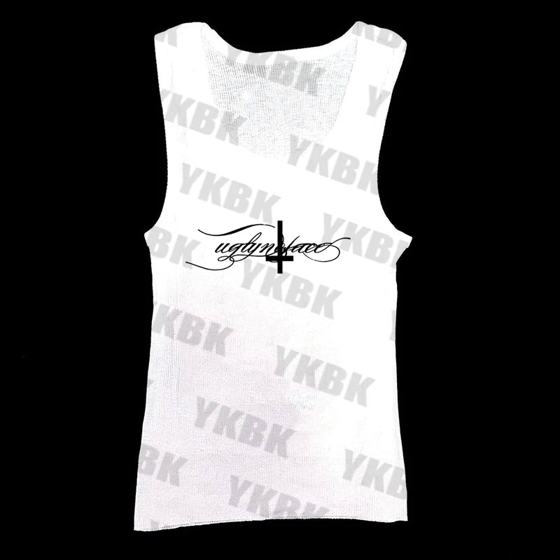 Sutiã com estampa de letras cruzadas, casual, streetwear, harajuku, grunge, punk, Y2K, top curto, chique, sexy, com acabamento em renda, emo, hip hop, feminino