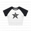 Camiseta estética gótica punk streetwear feminina casual anos 90 vintage grunge estrela estampa gráfica manga curta top curto Y2K meninas emo
