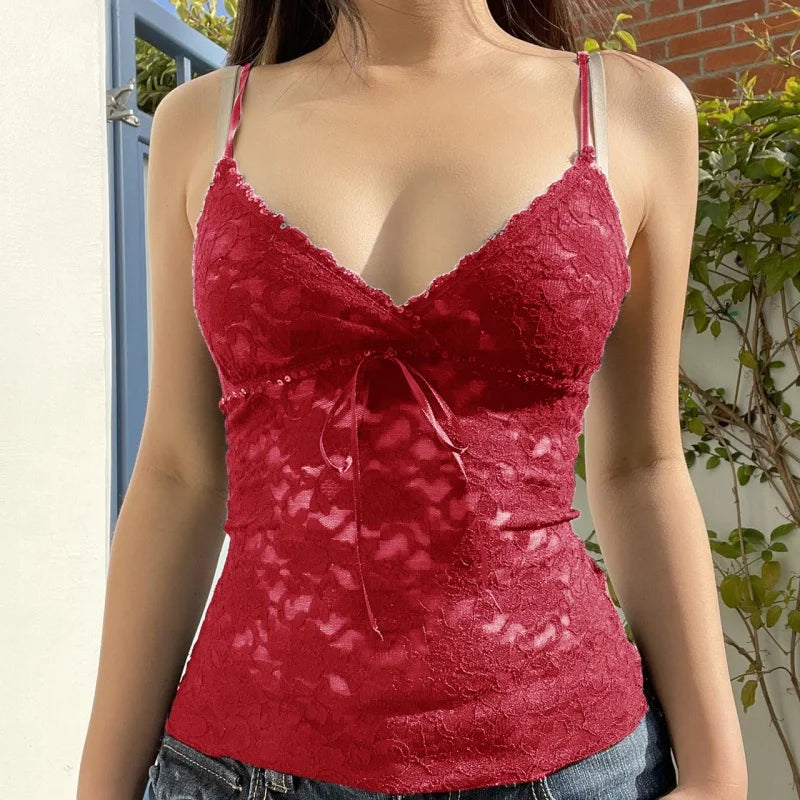 Y2K Fairycore Tops 2000s Roupas Estéticas Femininas Decote em V Alças Finas Sem Mangas Colete Coquete Roupas Streetwear