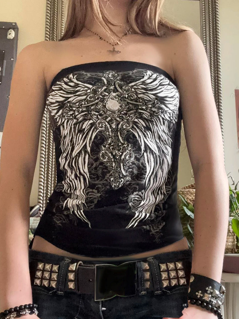 Cuteandpsycho Y2K Sexy Graphic Gótico  Slim Streetwear Bodycon Camisolas dos anos 90