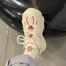 Sapatos vulcanizados de morango kawaii para mulheres, nova plataforma, moda coreana, tênis de sola grossa, sapatos femininos com cadarço