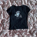 Camiseta curta estética Harajuku Y2K feminina, sexy, com estampa de letras, para bebês, gótica, casual, manga curta, punk, streetwear, slim