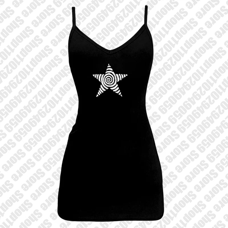 Camiseta estética gótica punk streetwear feminina casual anos 90 vintage grunge estrela estampa gráfica manga curta top curto Y2K meninas emo