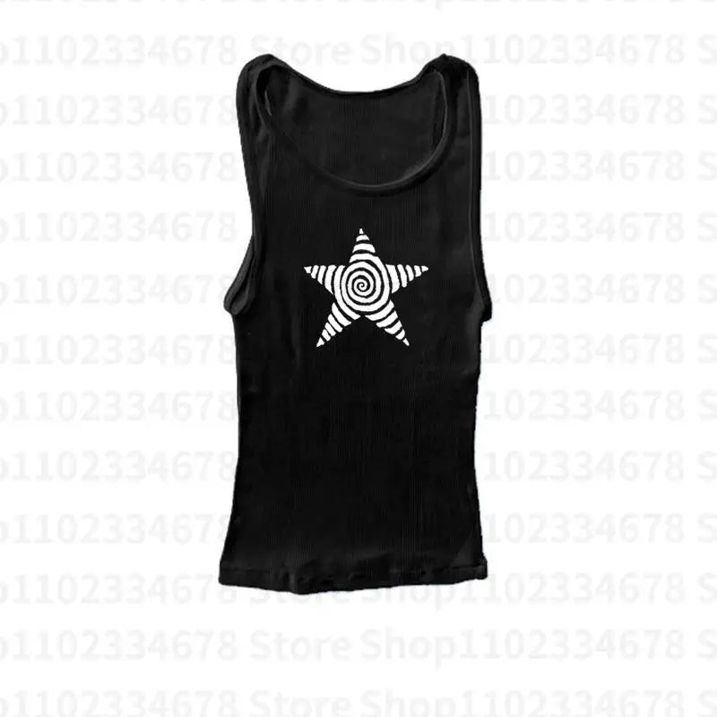 Camiseta estética gótica punk streetwear feminina casual anos 90 vintage grunge estrela estampa gráfica manga curta top curto Y2K meninas emo