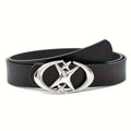 Cinto estiloso com fivela oval de metal cruzada - durável, simples e universalmente compatível - ideia de presente unissex para homens e mulheres