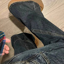 Calça jeans feminina Y2K Spicy Girl Dark Series de perna larga, nova calça flare com emenda solta e cintura alta para mulheres