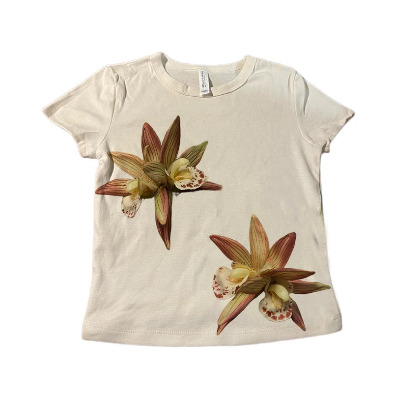 Camiseta estética de verão para bebês Y2K, roupas populares coreanas, emo streetwear, gótico, harajuku, estampa gráfica, camiseta feminina, top curto vintage