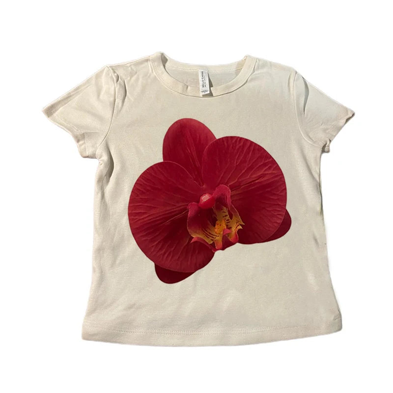Camiseta estética de verão para bebês Y2K, roupas populares coreanas, emo streetwear, gótico, harajuku, estampa gráfica, camiseta feminina, top curto vintage
