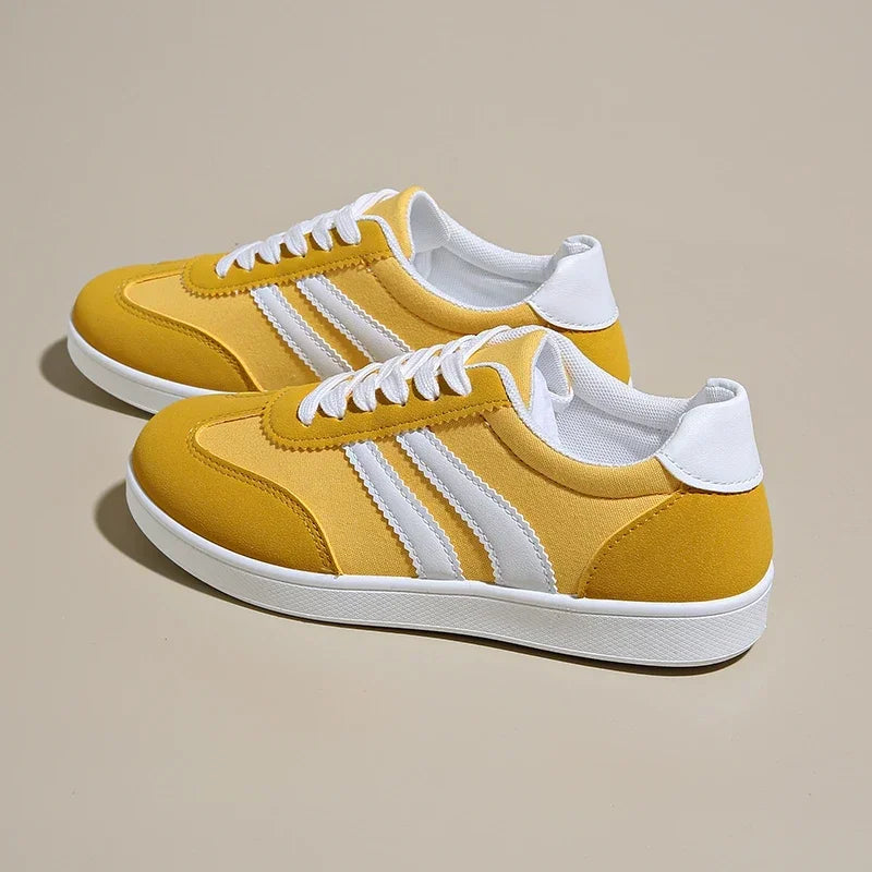Tênis femininos, tênis baixos, moda feminina, cores mistas, cadarço, calçados vulcanizados, primavera outono, calçados para atividades ao ar livre