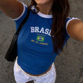 Top curto feminino de verão, estilo 5 estrelas, estilo Brasil, Y2K