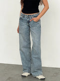 Calça jeans larga de cintura alta Y2K 2024, nova moda feminina, jeans solto, perna larga, roupa casual feminina, tamanho XS-XL, envio direto