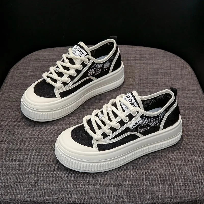 Tênis Feminino Sexy de Malha Off White Tênis Feminino Respirável Confortável Tênis Feminino Casual Vulcanizado Tênis Feminino