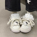 Tênis Sanrio New Hello Kitty de sola grossa feminino Y2K, tendência preppy, calçados casuais americanos, calçados de skate para meninas