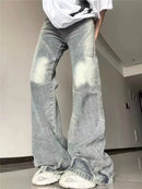 Calça jeans feminina estilo bootcut casual, calça jeans vintage reta, moda outono primavera, calça jeans feminina boca larga