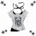Camiseta feminina punk vintage dos anos 90, moda urbana, sexy, manga curta, gótica, slim, top curto, camiseta casual feminina, harajuku, anos 2000
