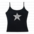 Camiseta estética gótica punk streetwear feminina casual anos 90 vintage grunge estrela estampa gráfica manga curta top curto Y2K meninas emo
