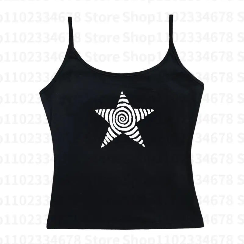 Camiseta estética gótica punk streetwear feminina casual anos 90 vintage grunge estrela estampa gráfica manga curta top curto Y2K meninas emo