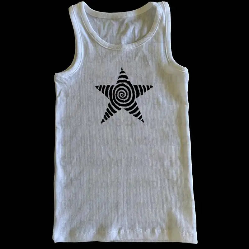 Camiseta estética gótica punk streetwear feminina casual anos 90 vintage grunge estrela estampa gráfica manga curta top curto Y2K meninas emo