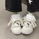 Tênis Sanrio New Hello Kitty de sola grossa feminino Y2K, tendência preppy, calçados casuais americanos, calçados de skate para meninas